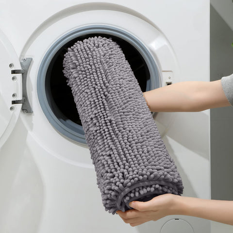 HOMEIDEAS high water absorbency keeps bathroom floors dry after showers.