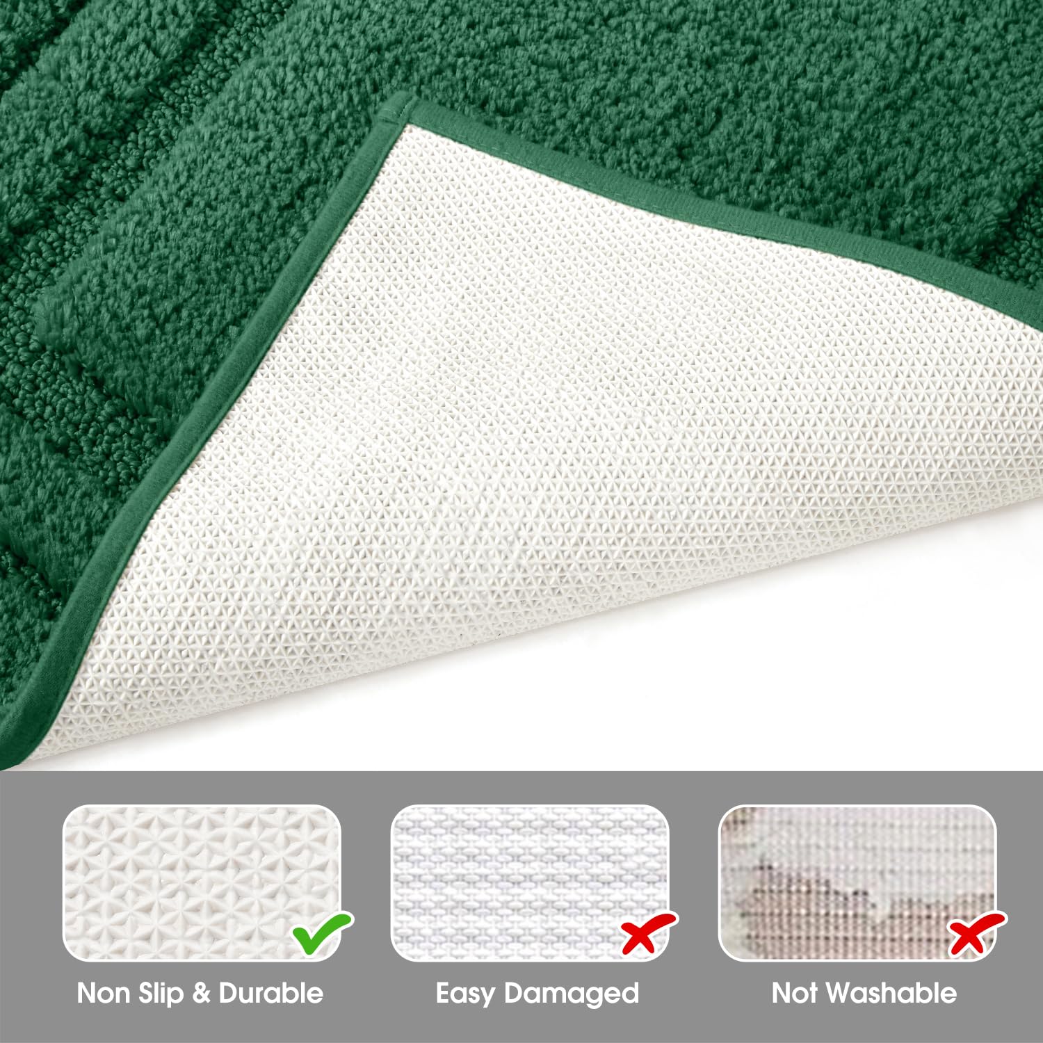 HOMEIDEAS non-slip backing keeps rug in place on tile floors