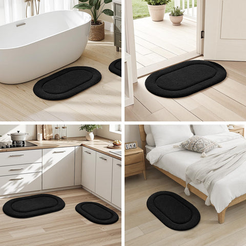HOMEIDEAS absorbent microfiber mat, cozy feel underfoot after shower.