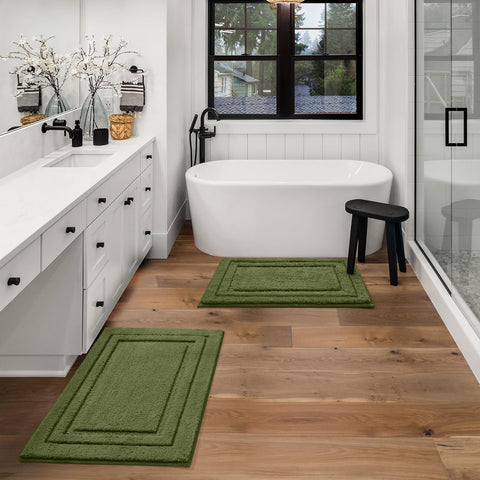 HOMEIDEAS stylish sage green bath rugs enhance any bathroom aesthetic.