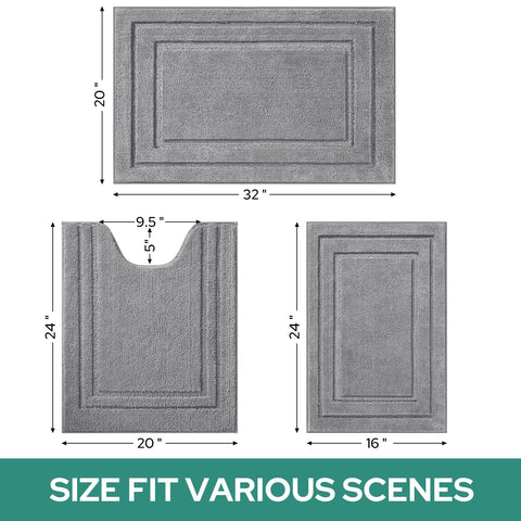 HOMEIDEAS 3 piece grey set enhances bathroom and entryway styling