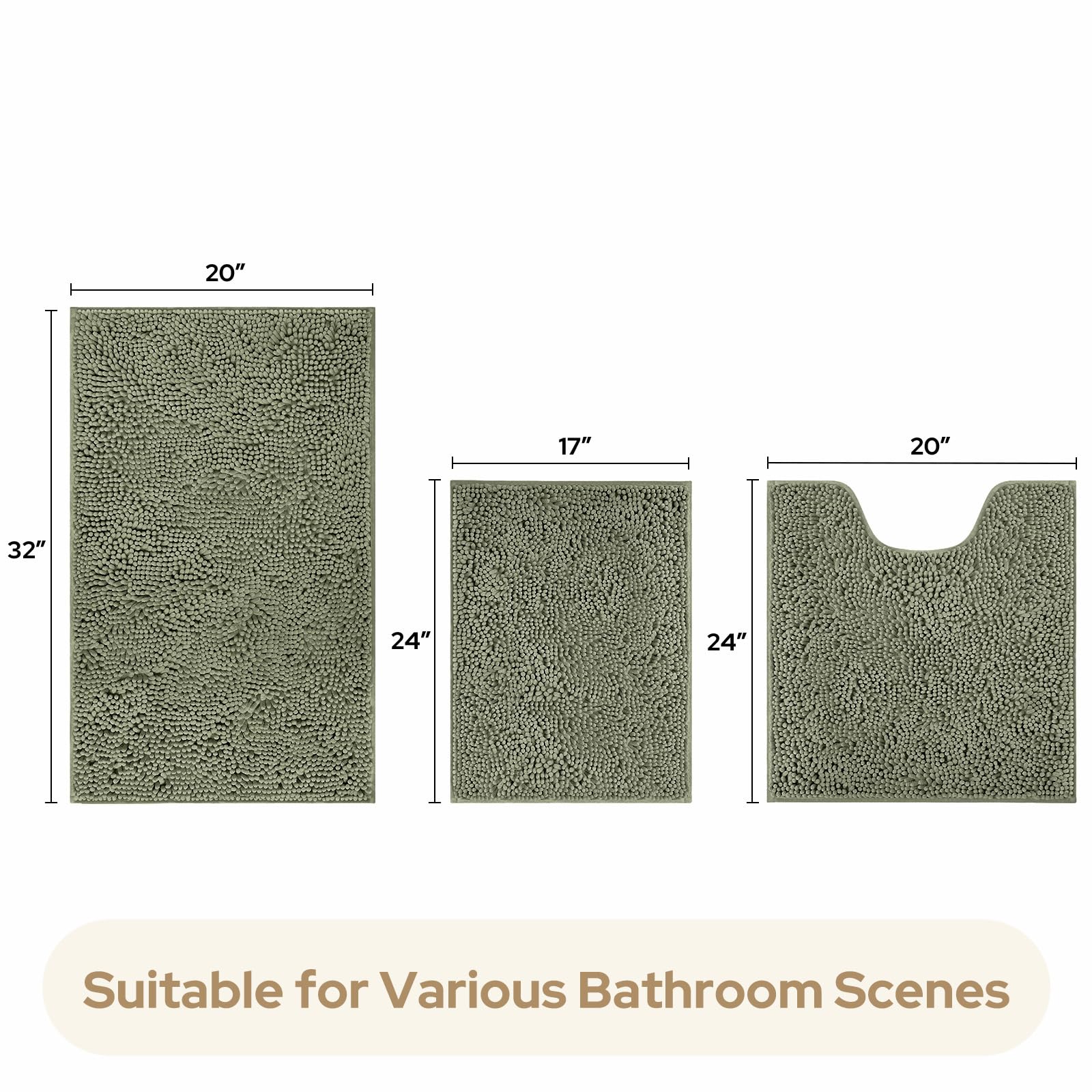HOMEIDEAS ultra-soft chenille rug offers plush comfort and absorbency.