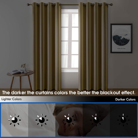 HOMEIDEAS blackout panel set with grommets fits standard windows.