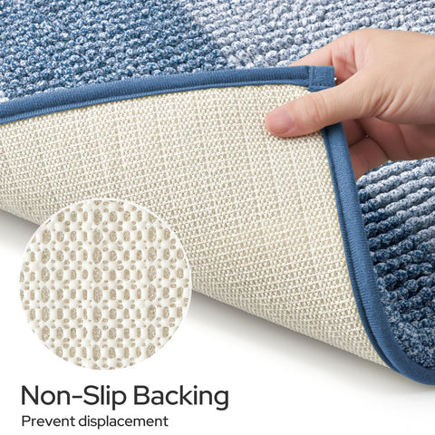 HOMEIDEAS blue bathroom rug set in bathroom beside sink for step-out comfort