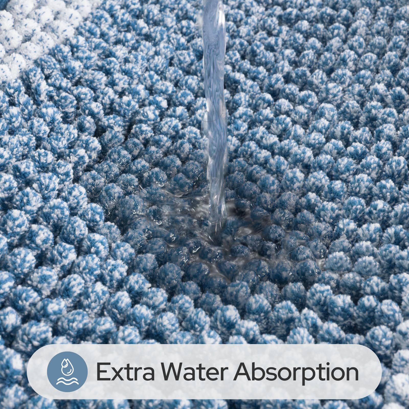 HOMEIDEAS blue bathroom rug set shaggy weave in bathroom scene for comfort