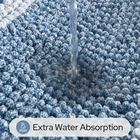 HOMEIDEAS blue bathroom rug set shaggy weave in bathroom scene for comfort