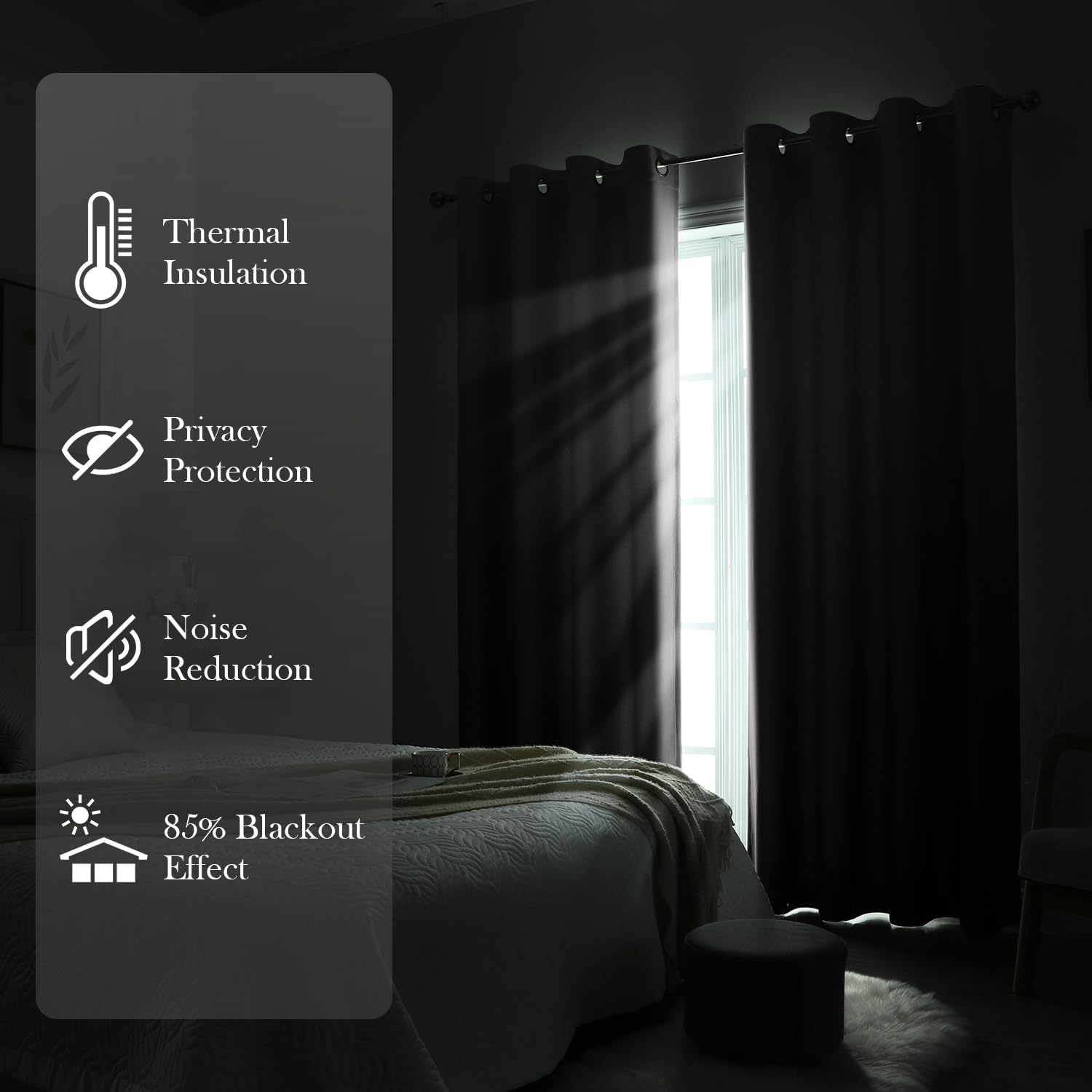 HOMEIDEAS colorfast curtains resist fading and wear.