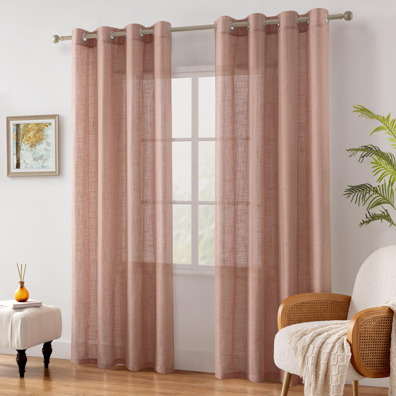 HOMEIDEAS dusty blush drapes brighten living spaces with subtle color and texture.