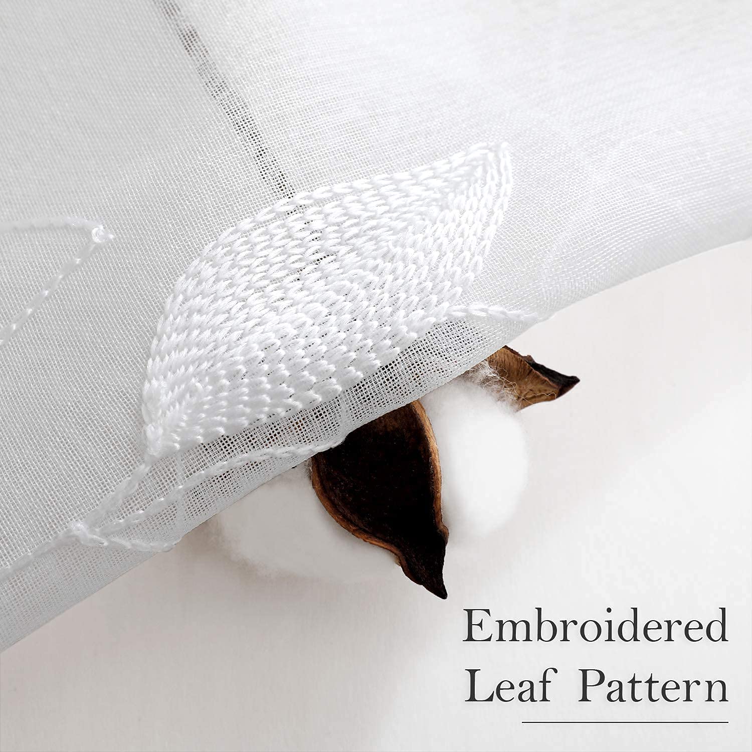 HOMEIDEAS embroidered leaf pattern drapes emphasize natural decor and calm ambiance.