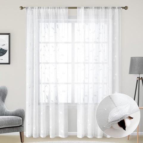 HOMEIDEAS faux linen texture semi-sheer curtains provide soft daylight diffusion.