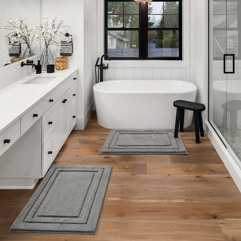 HOMEIDEAS gray color complements modern bathroom decor