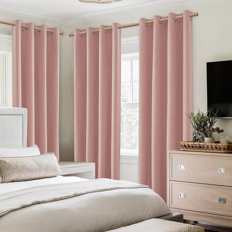 HOMEIDEAS grommet curtains with eight silver rings glide smoothly for easy setup.