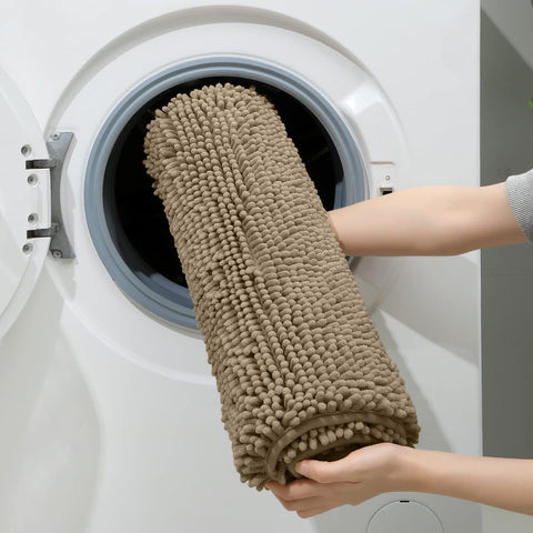HOMEIDEAS high absorbency chenille mat soaks up moisture near sinks and showers