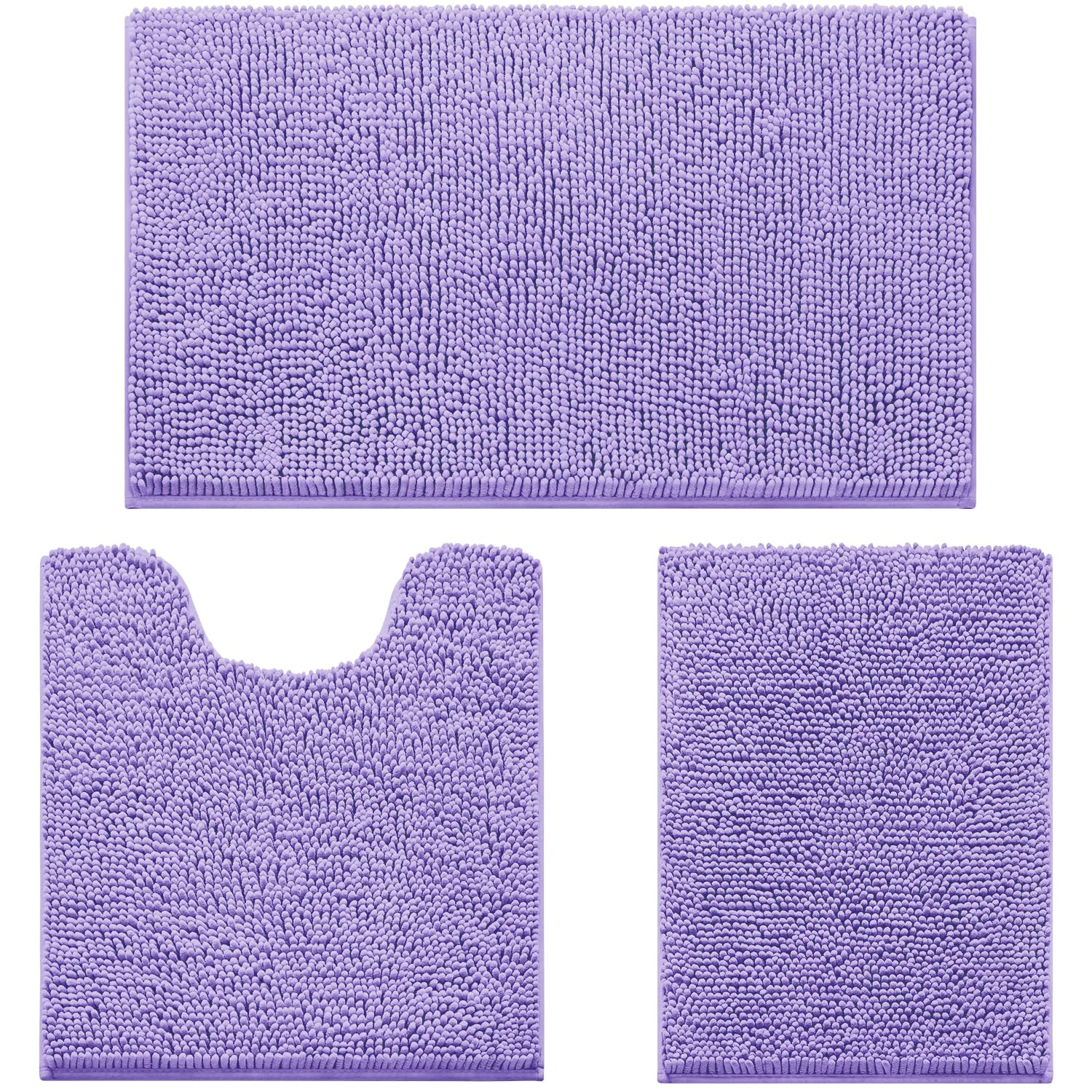 HOMEIDEAS lavender bath rug set with non-slip backing for safe tile floors.