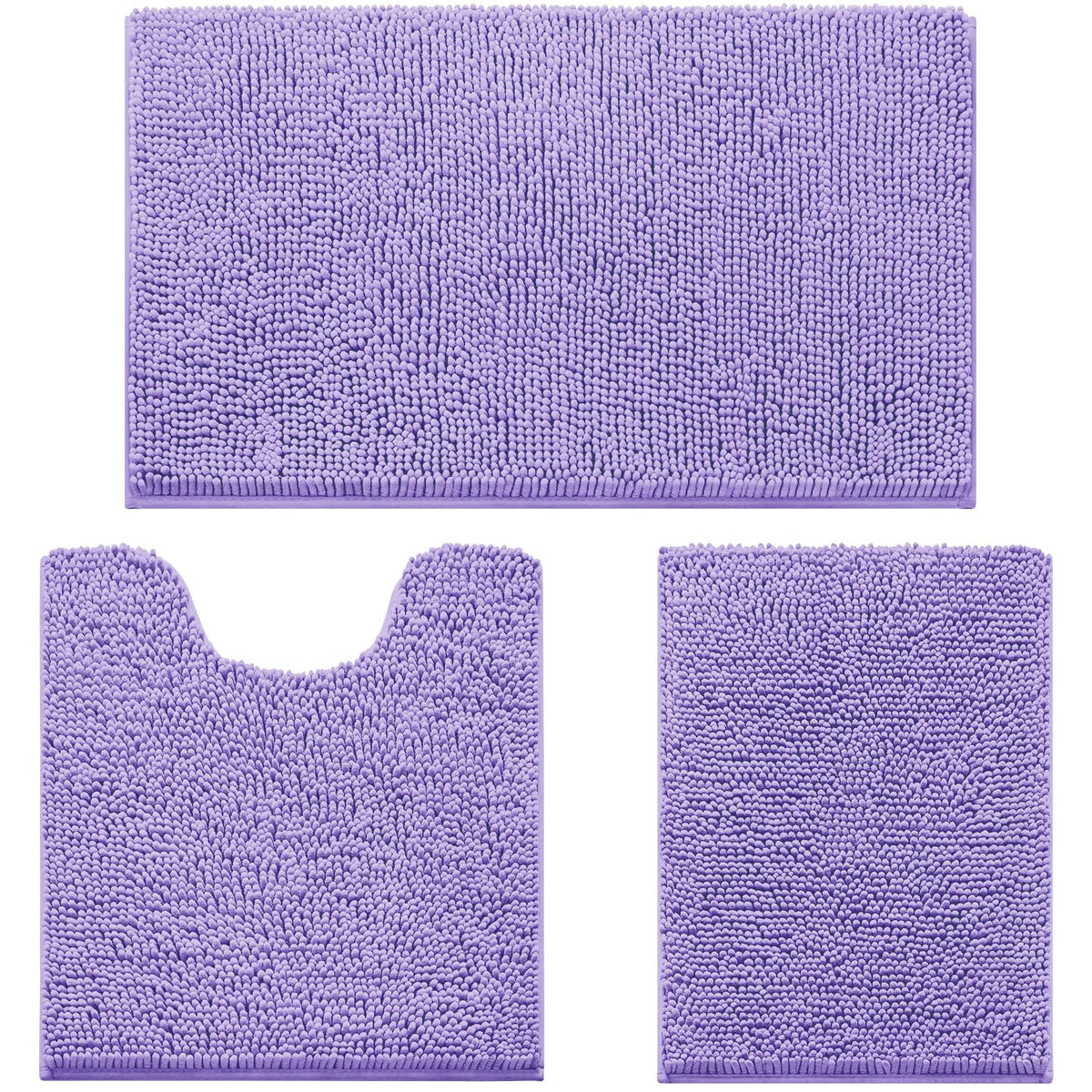 HOMEIDEAS lavender bath rug set with non-slip backing for safe tile floors.
