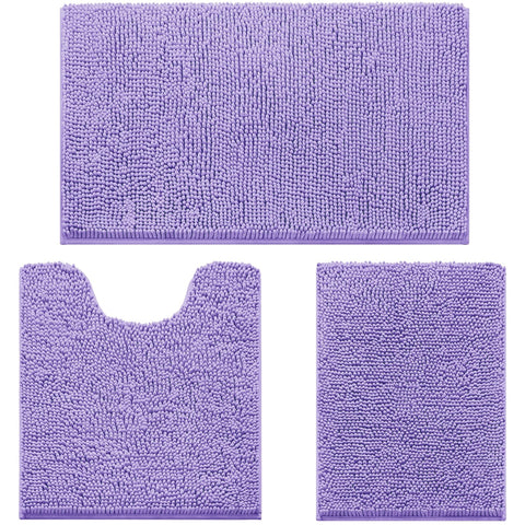 HOMEIDEAS lavender bath rug set with non-slip backing for safe tile floors.