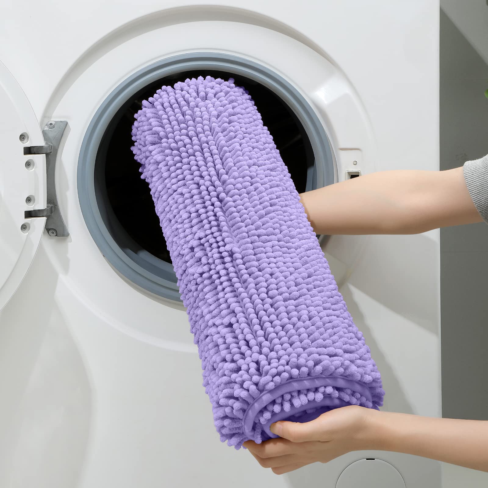 HOMEIDEAS lavender color adds calm styling to any bathroom.
