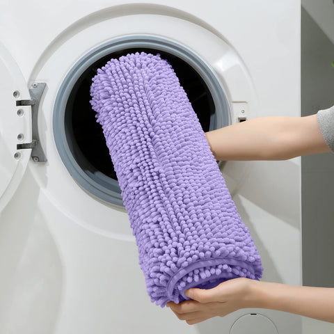 HOMEIDEAS lavender color adds calm styling to any bathroom.