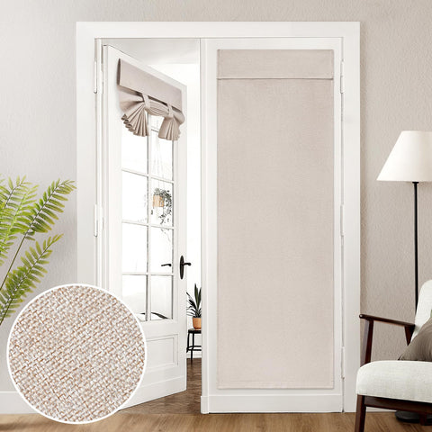 HOMEIDEAS linen blackout door-curtain front view showing privacy for bedrooms