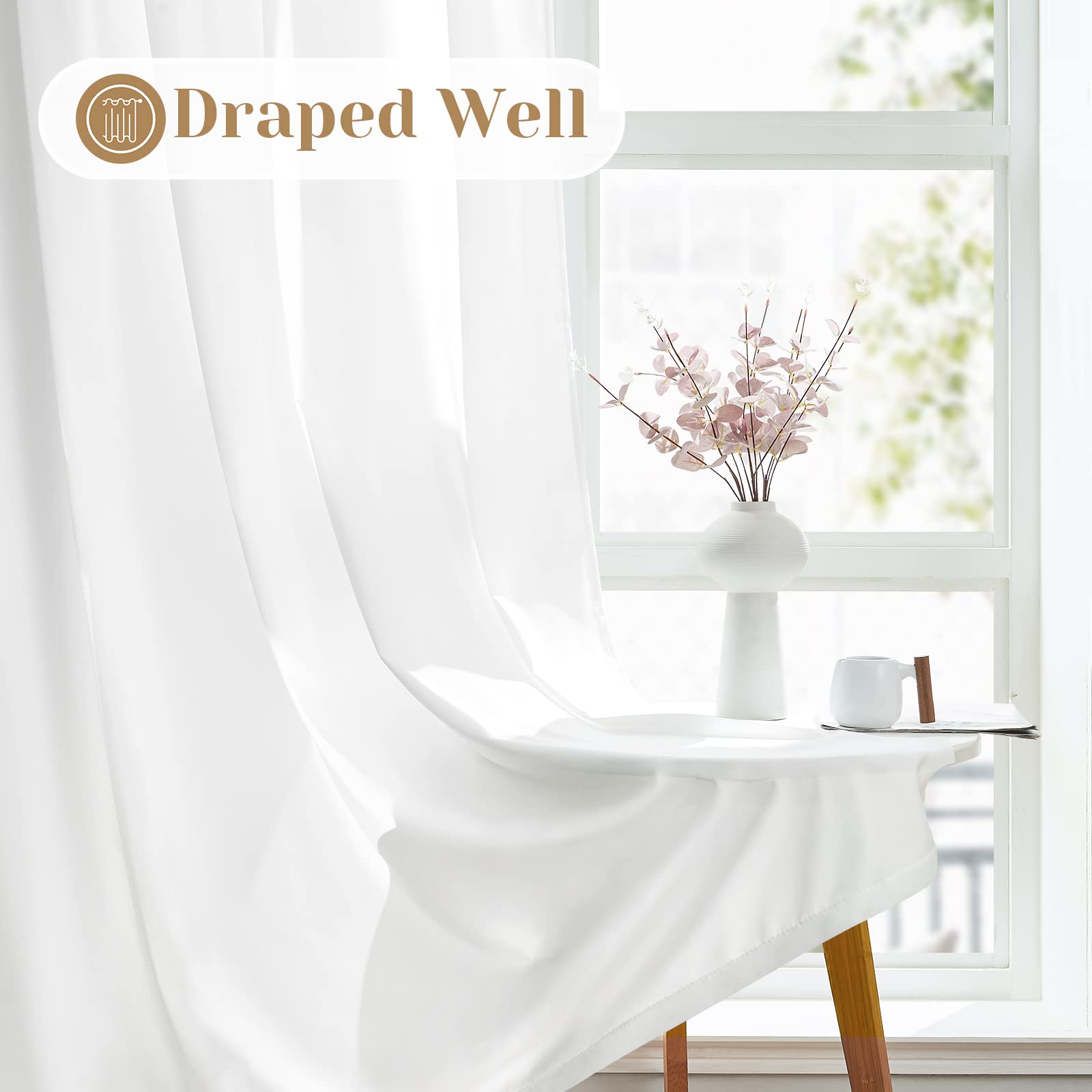 HOMEIDEAS machine-washable curtains stay fresh with cold cycle and similar colors.