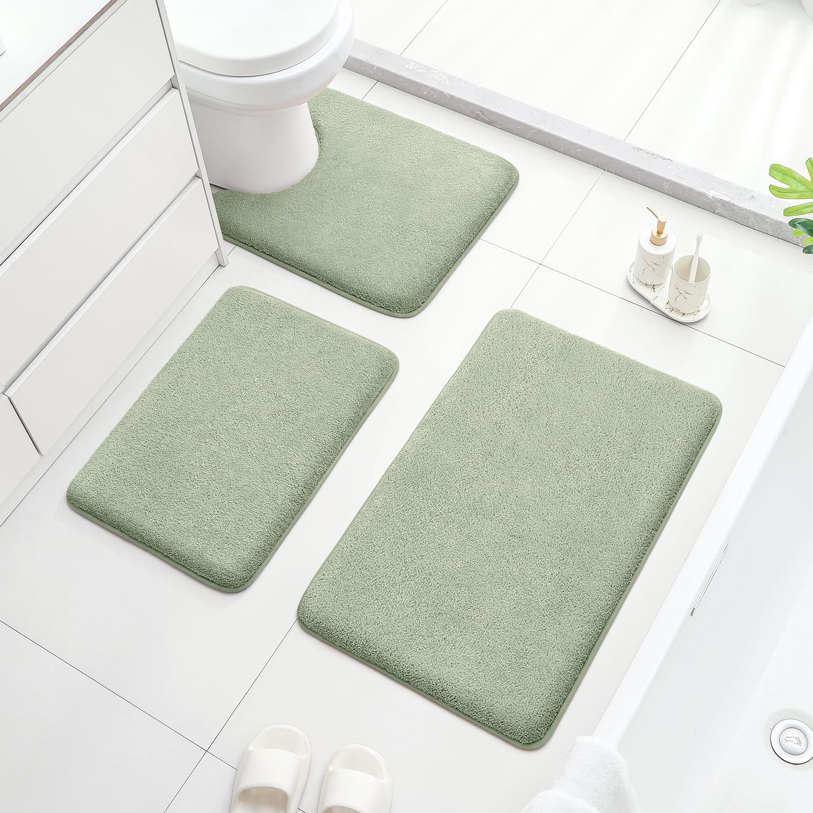 HOMEIDEAS memory foam bath mat 17x24 with plush, quick-drying feel
