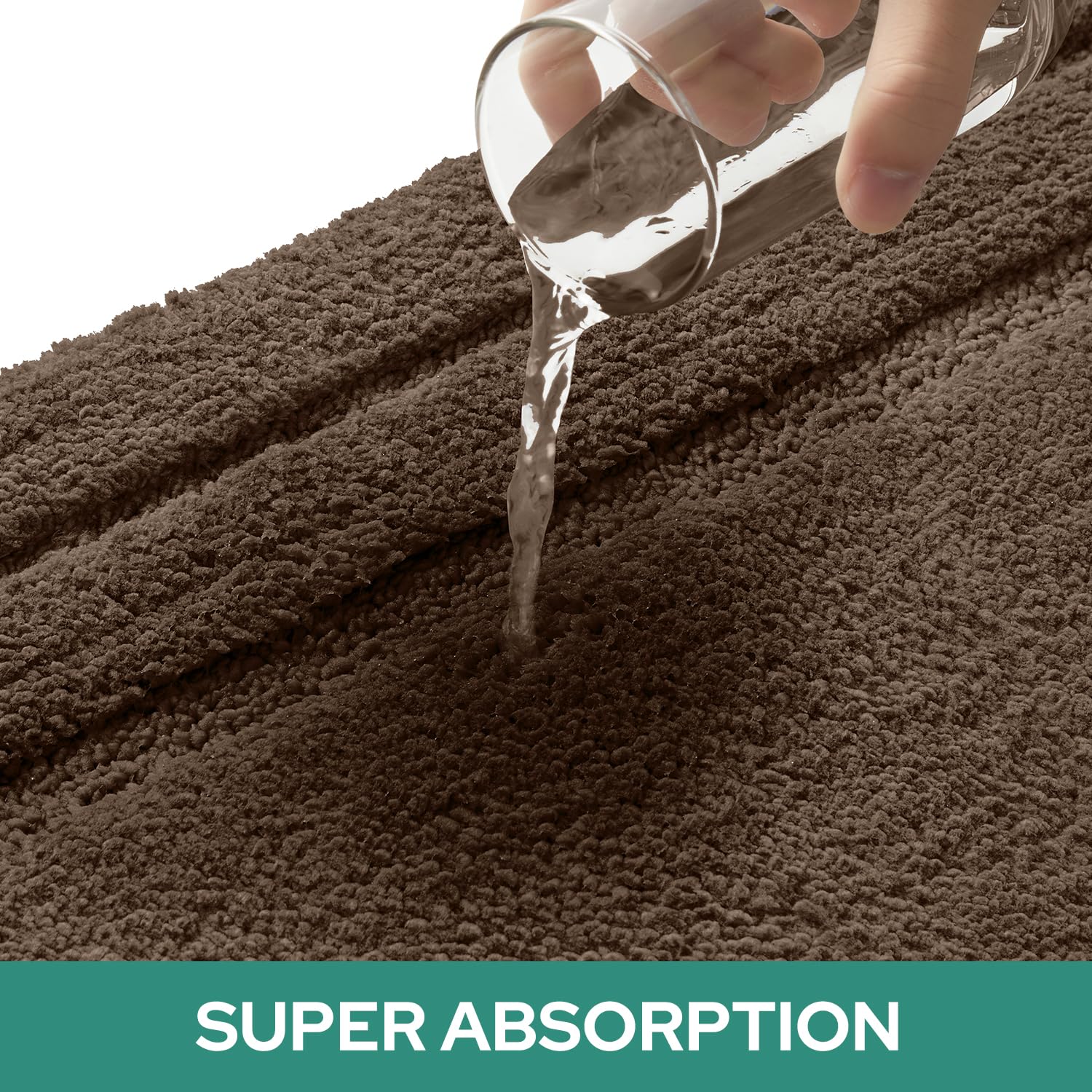 HOMEIDEAS microfiber mat absorbs moisture quickly, reducing puddles on tile floors.