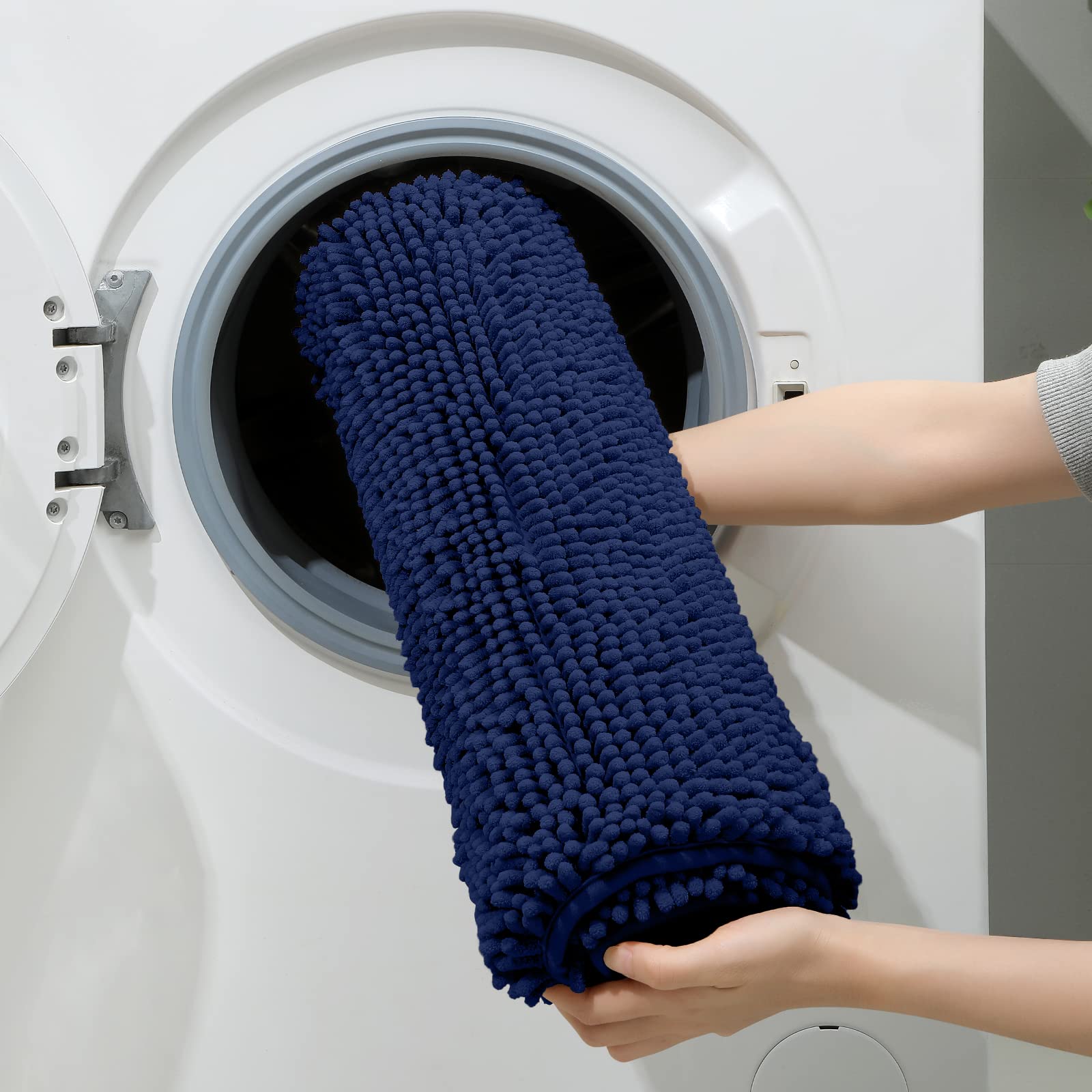 HOMEIDEAS Navy fibers absorb water quickly to keep floors dry