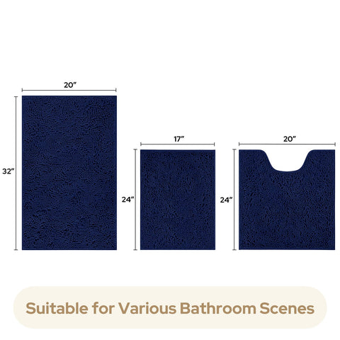HOMEIDEAS Navy back view showing non-slip backing on tile