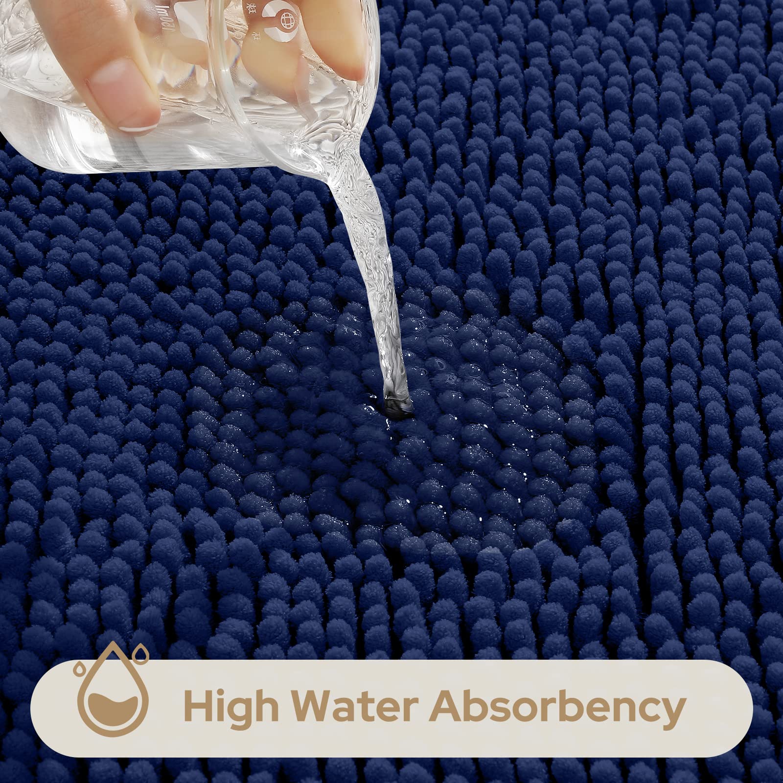 HOMEIDEAS Navy close-up of ultra-soft chenille fibers