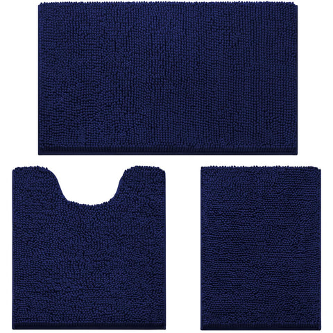 HOMEIDEAS Navy 3-piece set small rug close-up for bathroom floors