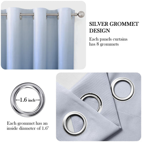 HOMEIDEAS curtain grommets close-up show easy slide and secure installation.