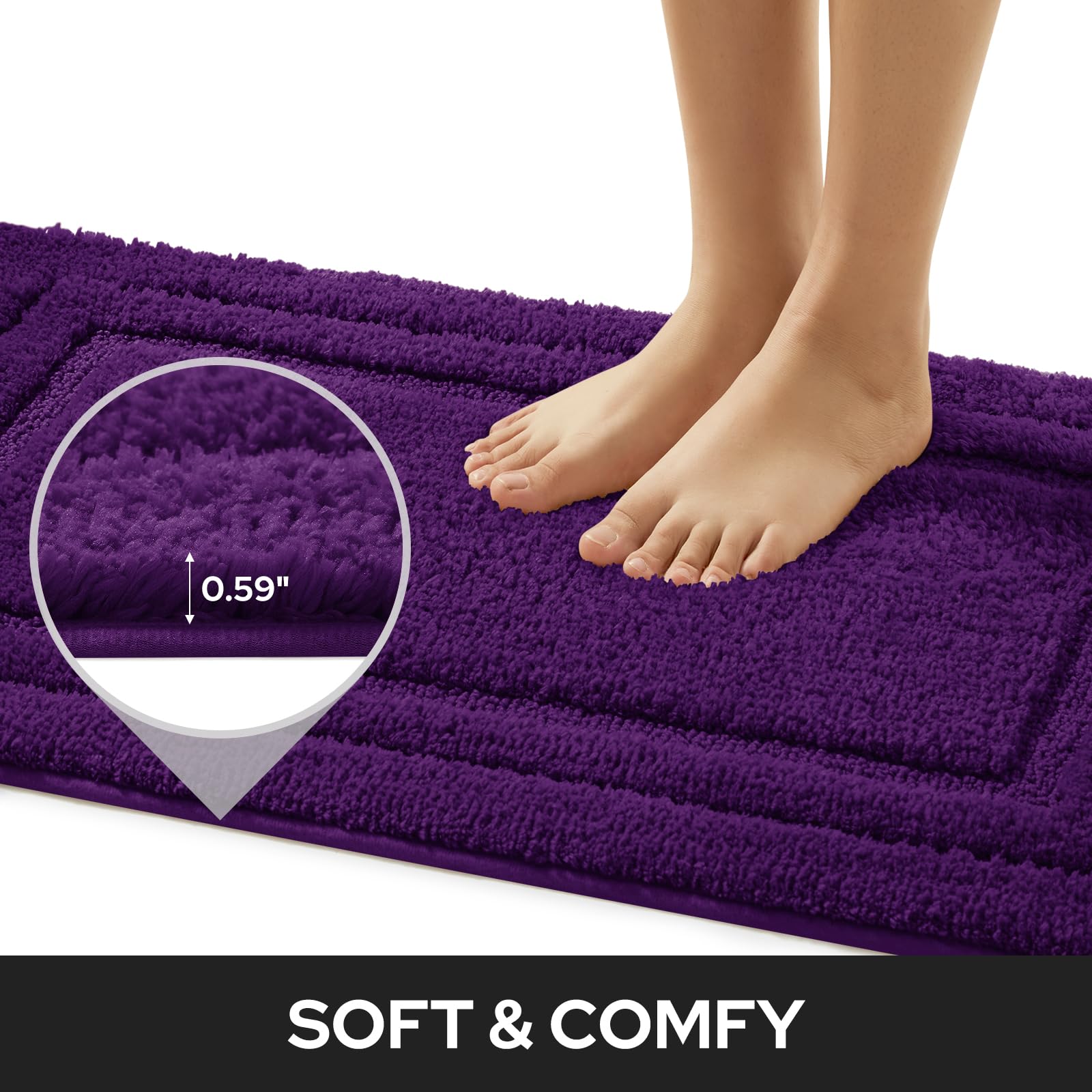 HOMEIDEAS non-slip back rug with TPR backing stays in place on dry floors.
