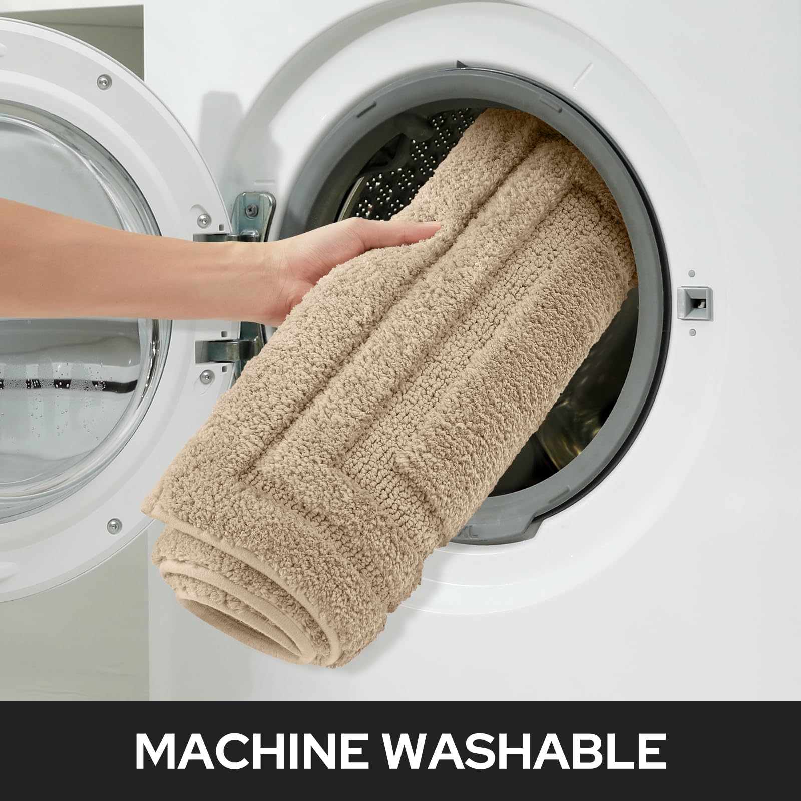 Homeideas bath rugs machine-washable, gentle cycle ready
