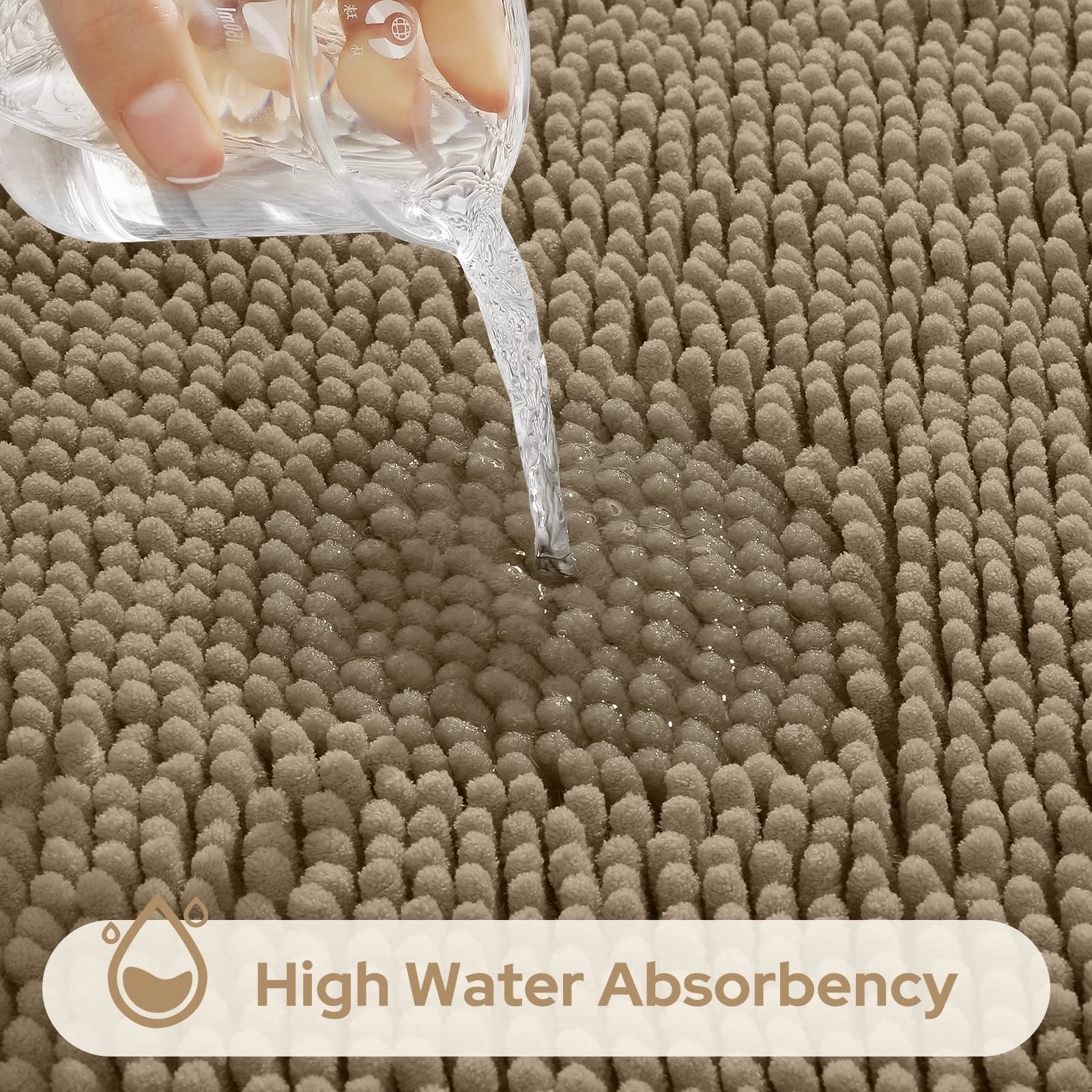 HOMEIDEAS non-slip backing bath rug provides stable footing on slick tile surfaces