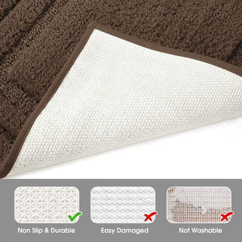 HOMEIDEAS mat features non-slip backing to stay in place on slick surfaces.