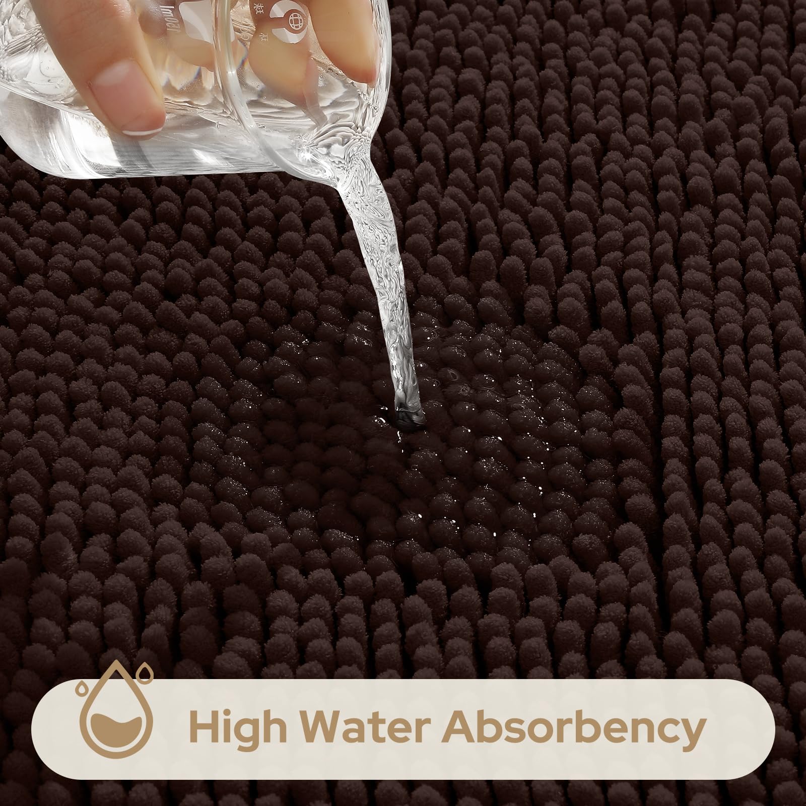 HOMEIDEAS non-slip backing provides secure grip on tile floors.