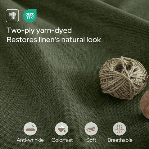 HOMEIDEAS olive-green curtains light-filtering silhouette, room feels calmer and more private.