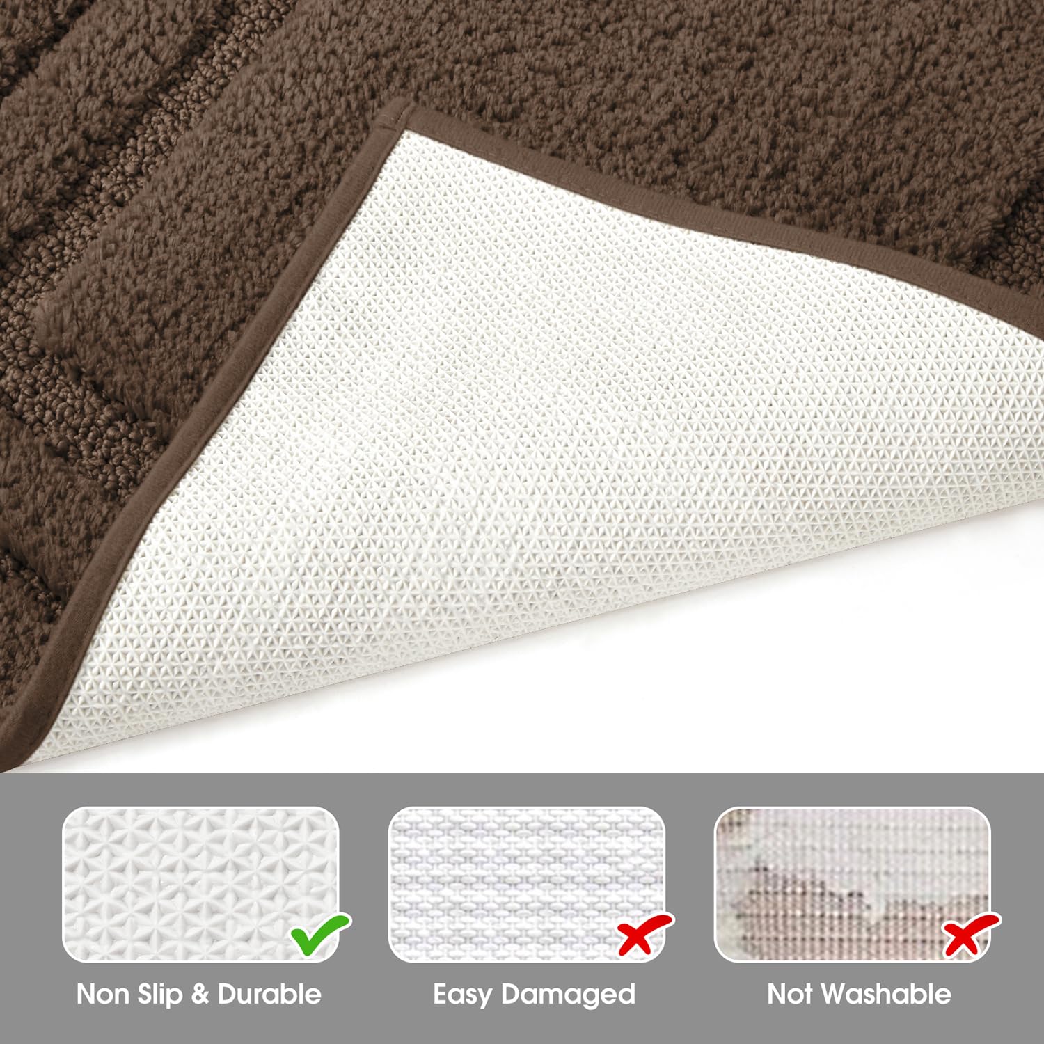 HOMEIDEAS plush microfiber texture adds cozy underfoot feel.