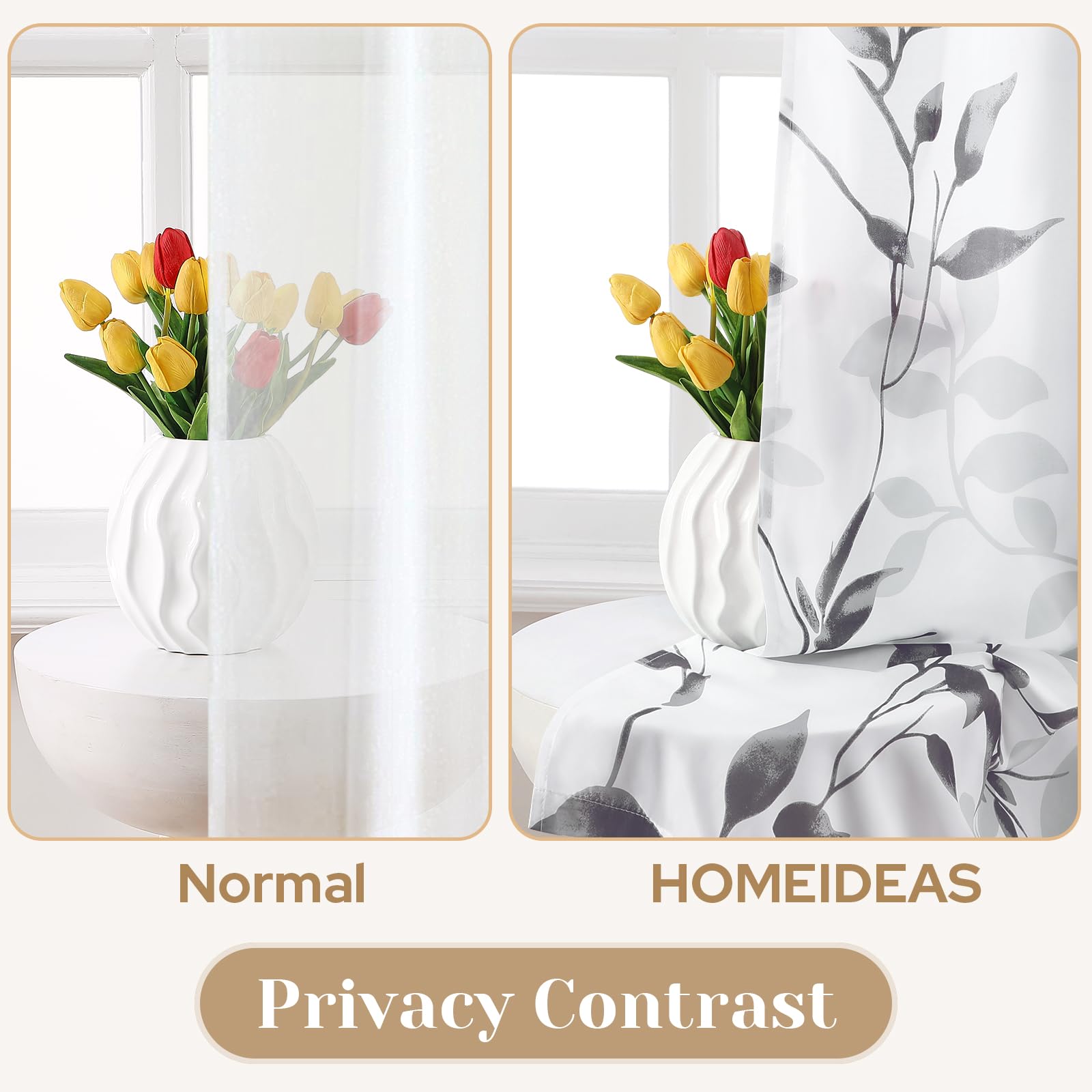 HOMEIDEAS privacy sheer curtains ideal for bedroom or living room