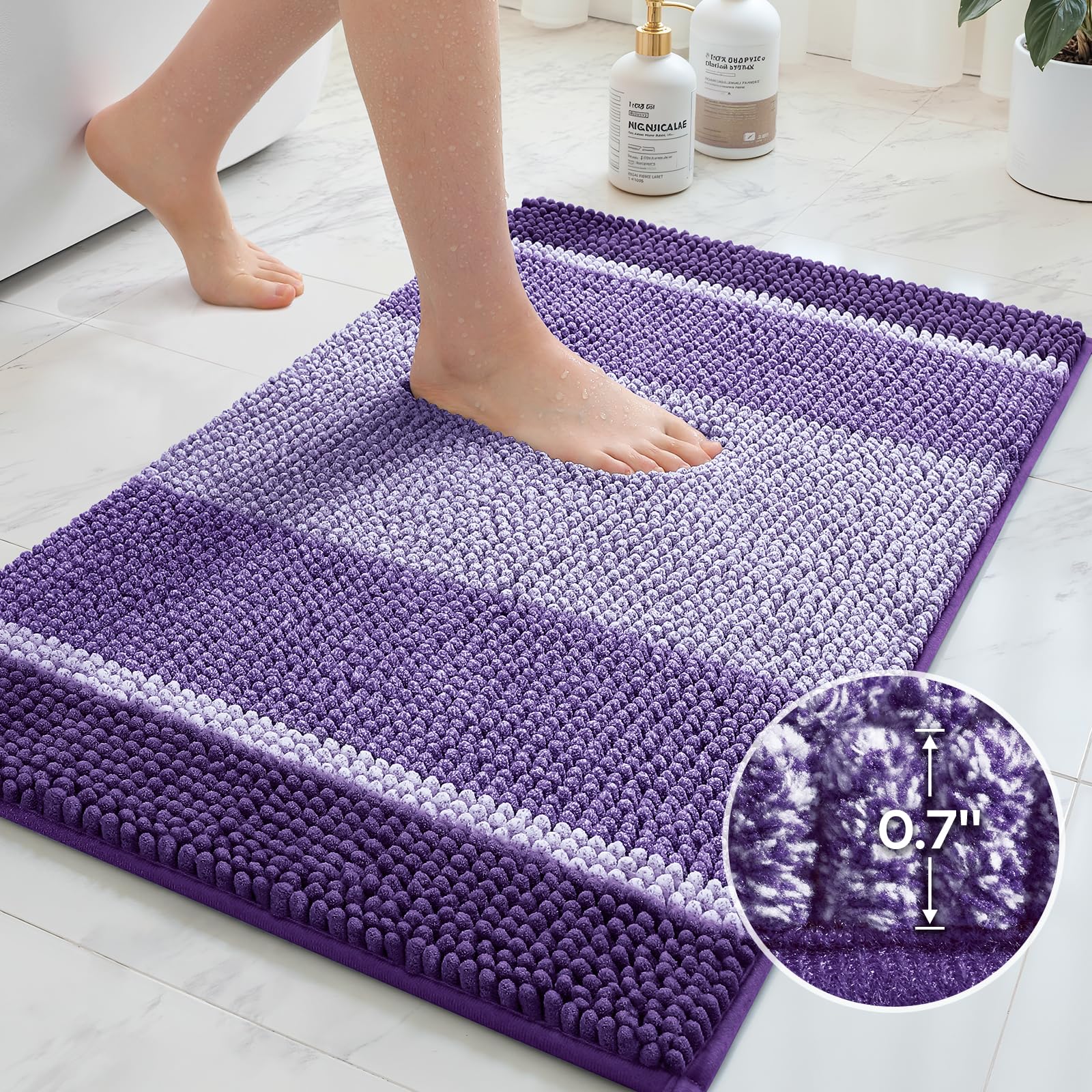HOMEIDEAS purple rugs suitable for bathrooms, entryways, and kitchens