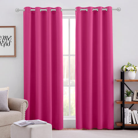 HOMEIDEAS Raspberry blackout curtains panel 1 provides deep color and room-darkening for better sleep.