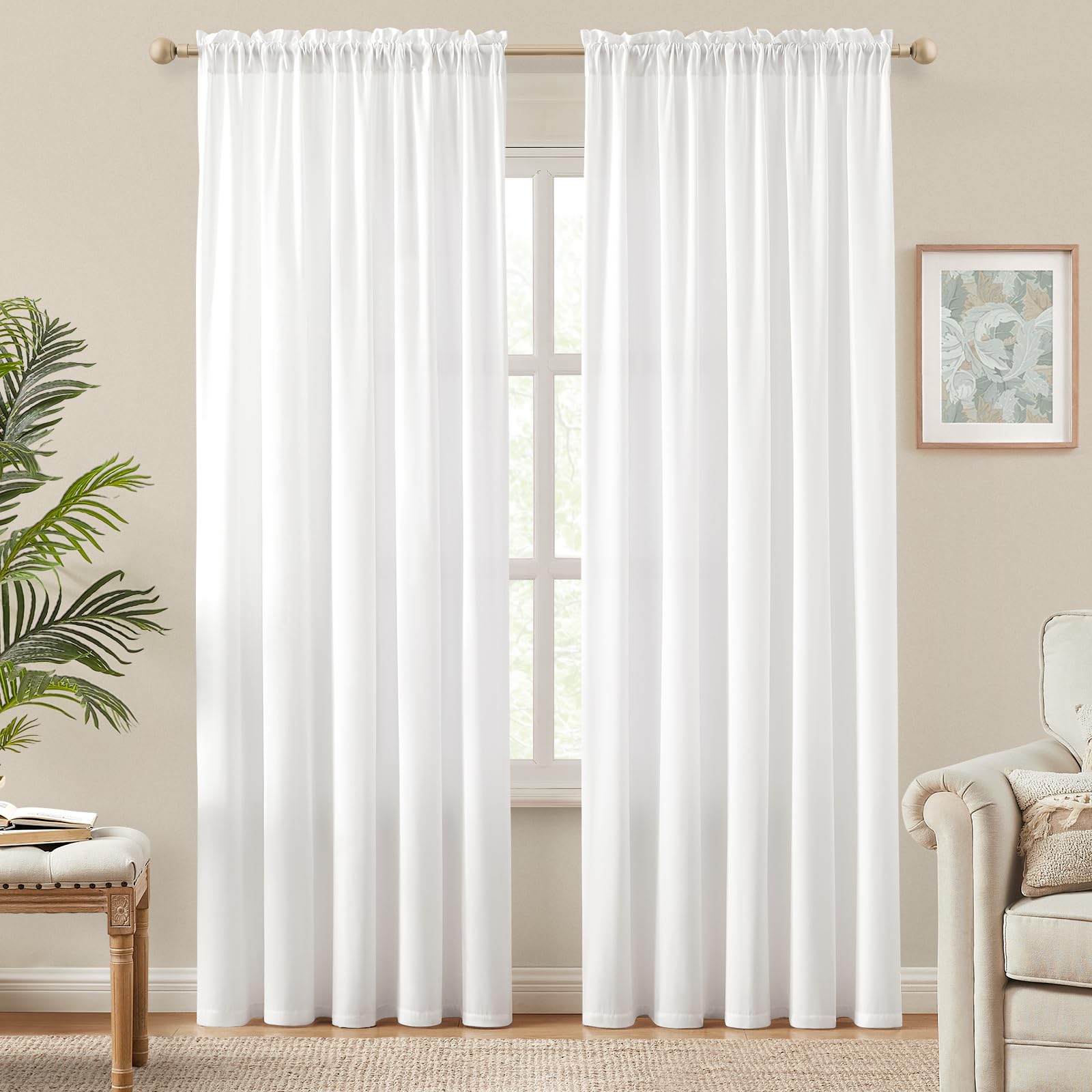 HOMEIDEAS rod-pocket installation shows quick setup without curtain rod damage