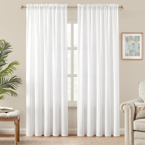 HOMEIDEAS rod-pocket installation shows quick setup without curtain rod damage