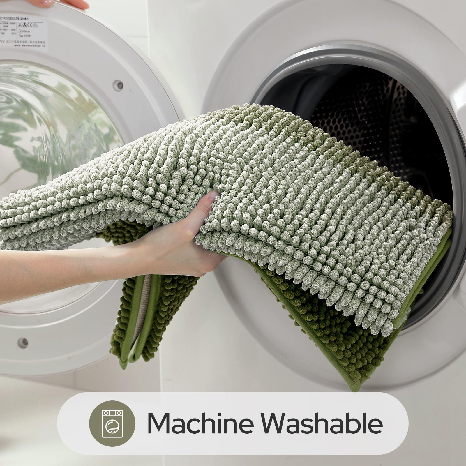 HOMEIDEAS Sage Green bath rug durable daily-use mat for busy homes.