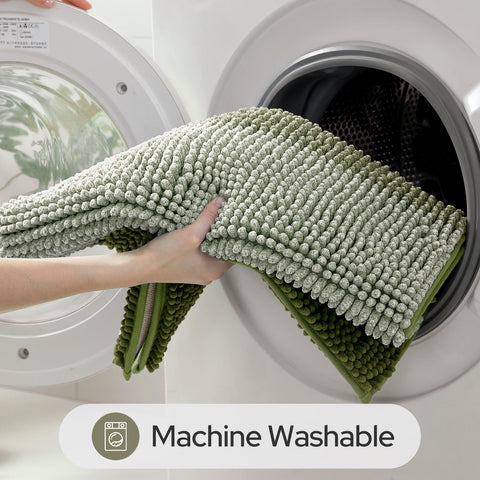 HOMEIDEAS Sage Green bath rug durable daily-use mat for busy homes.