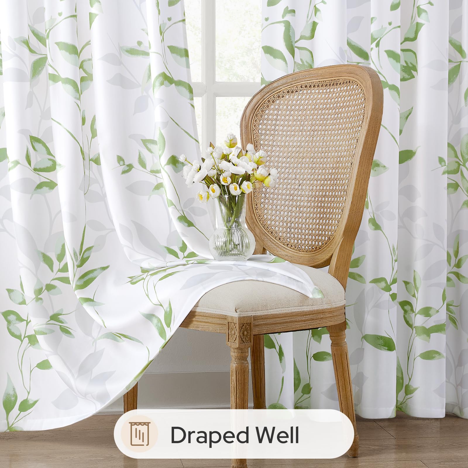 Homeideas silky-textured fabric curtain feels smooth and durable.