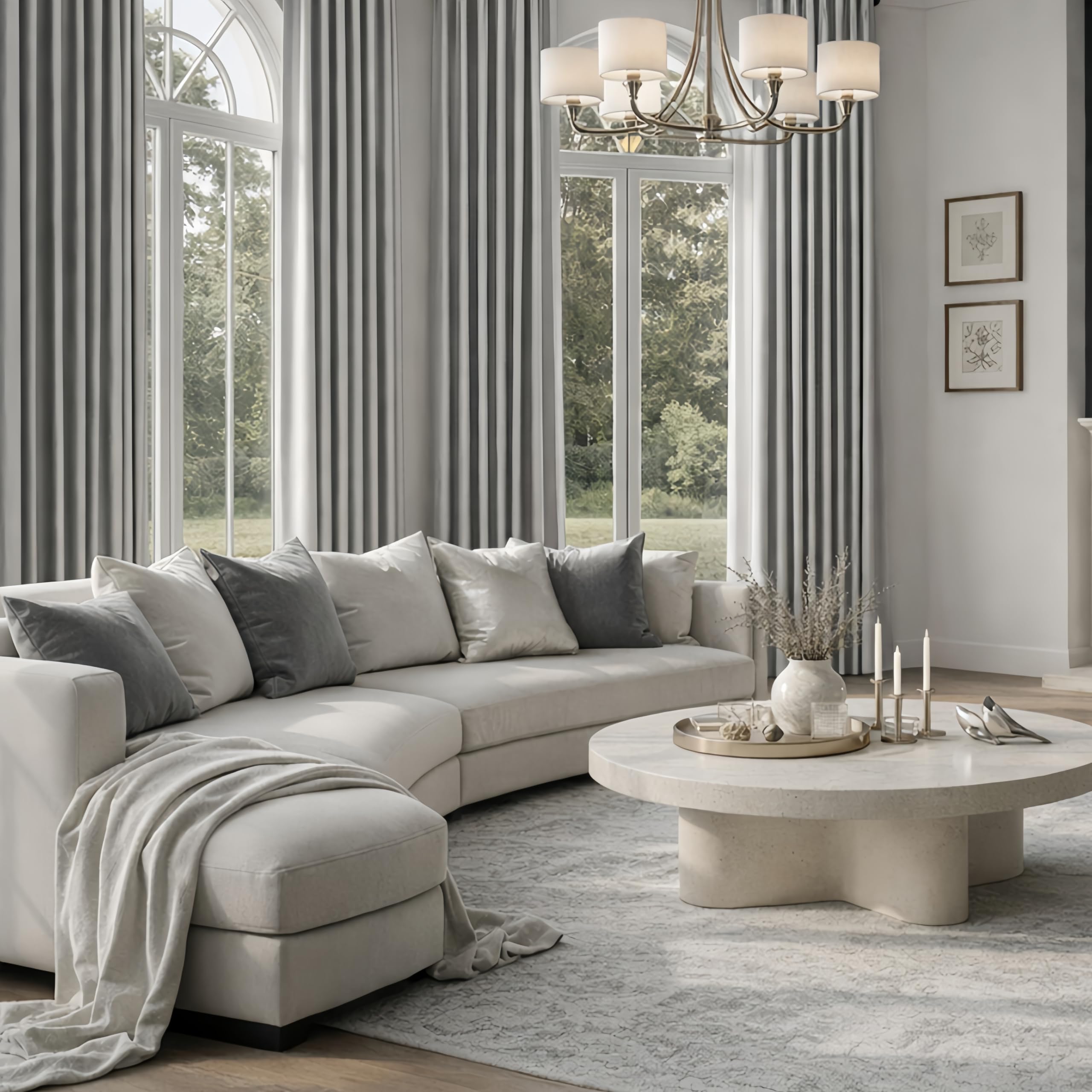HOMEIDEAS room-darkening faux silk curtains on window demonstrate soft blackout effect.