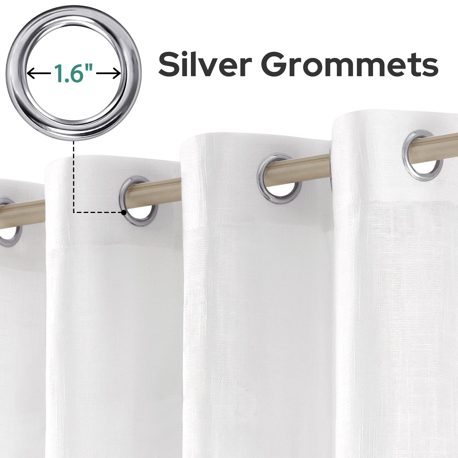 HOMEIDEAS silver grommets closeup demonstrating durable hardware