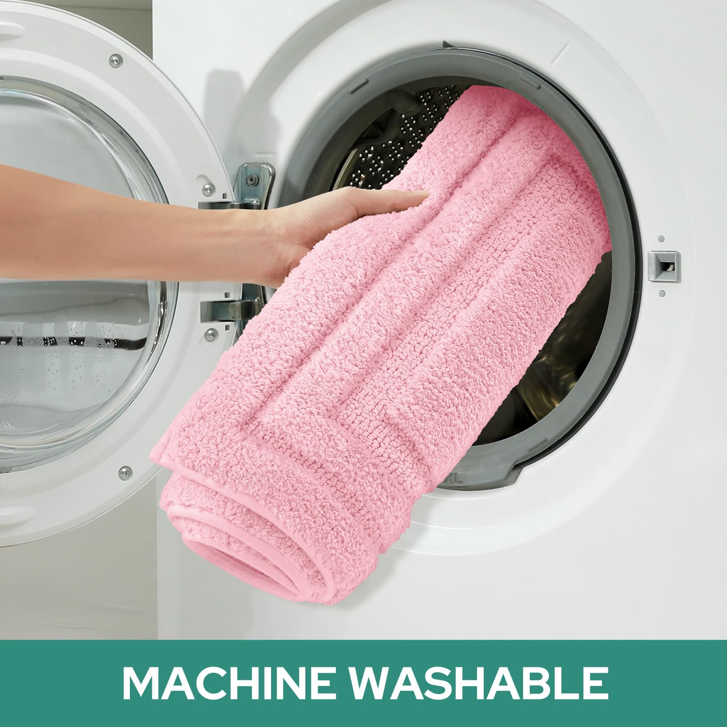 HOMEIDEAS light pink color complements modern bathroom aesthetics.