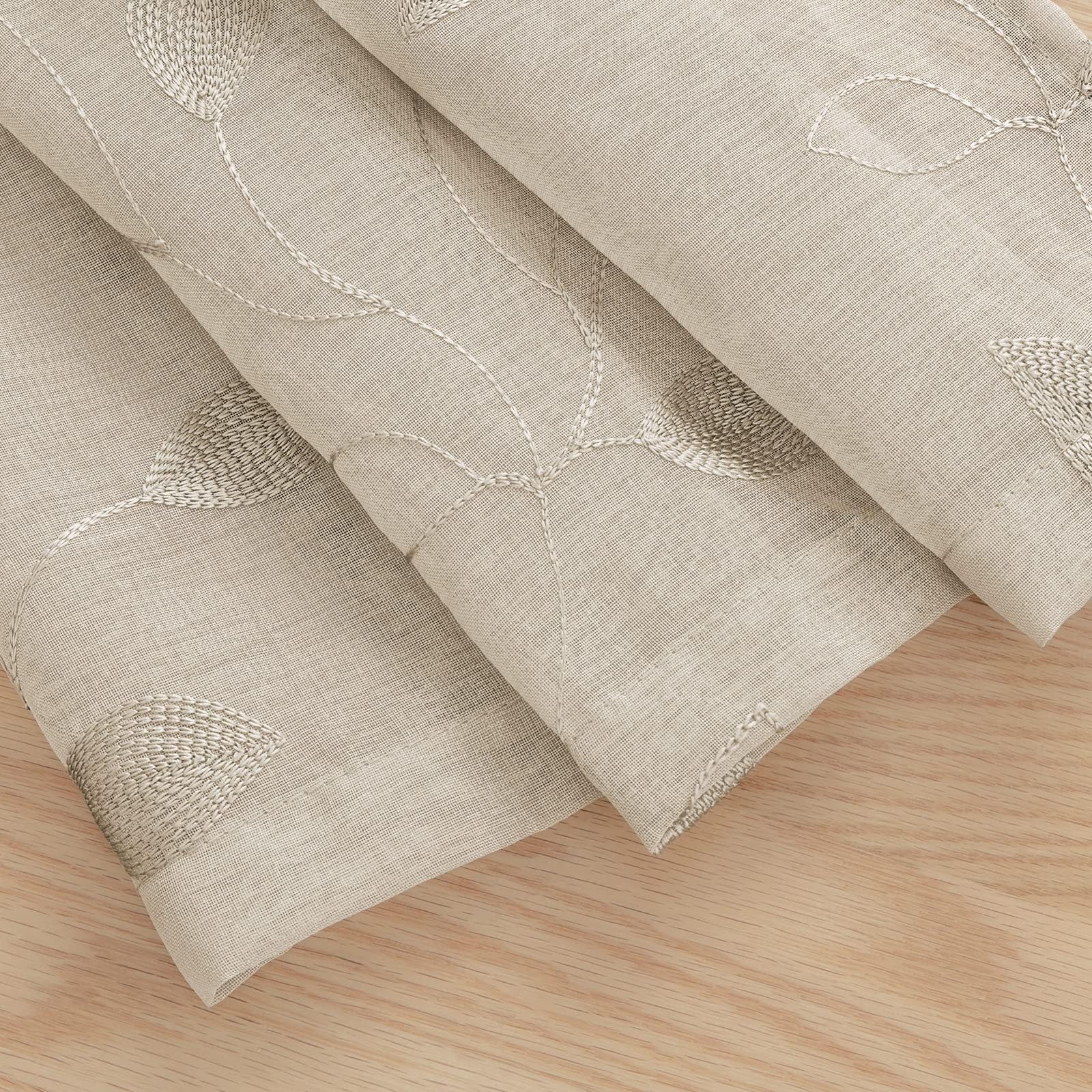 HOMEIDEAS taupe sheer curtains suit living room, bedroom, and dining spaces.